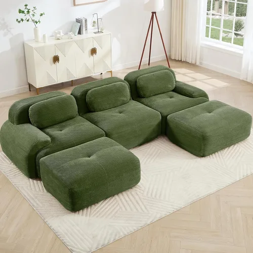 Miniatura 40 de Juego de sofás seccionales sin hueso de 117 pulgadas para sala de estar, modular en forma de L y sofá de 3 plazas con asiento profundo, almohadas