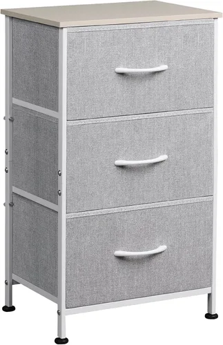 Miniatura 10 de WLIVE Cómoda con 3 cajones, mesita de noche de tela, unidad organizadora, cómoda de almacenamiento para dormitorio, pasillo, entrada, armarios