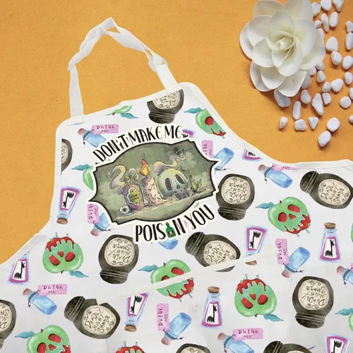 Miniatura 4 de WCGXKO Delantal de cocina Villain Poison Don't Make Me Poison You Evil Queen Witchy Regalo para los fanáticos de los villanos, Delantal venenoso