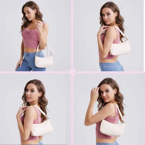 Miniatura 4 de Bolso de hombro de estilo clásico retro, para usar al hombro con cierre de cremallera para mujer