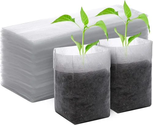 Miniatura 19 de Greaner 100 bolsas de cultivo de vivero grandes, 7.8 x 8.6 pulgadas, bolsa de cultivo de plántulas de tela biodegradable no tejida, bolsas