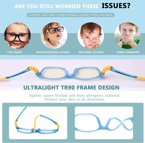 Miniatura 3 de FONHCOO Gafas de bloqueo de luz azul para niños, niños y niñas, marco irrompible, para computadora, juegos, TV