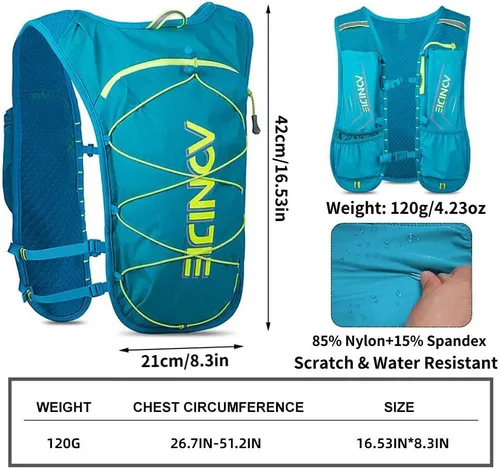 Miniatura 2 de AONIJIE Chaleco de hidratación impermeable y transpirable para correr para mujeres y hombres, chaleco de hidratación ligero de 4.23 onzas, mochila