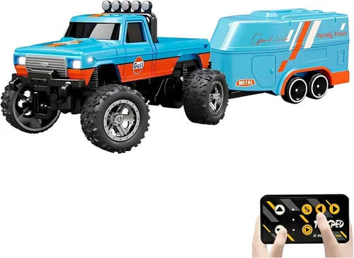 Miniatura 13 de Atlodas Mini Camión RC, Mini Camión Monstruo RC, Camión Monstruo de Control Remoto a Escala 1:64 con Luces, Control Remoto de 2.4Ghz, Verde
