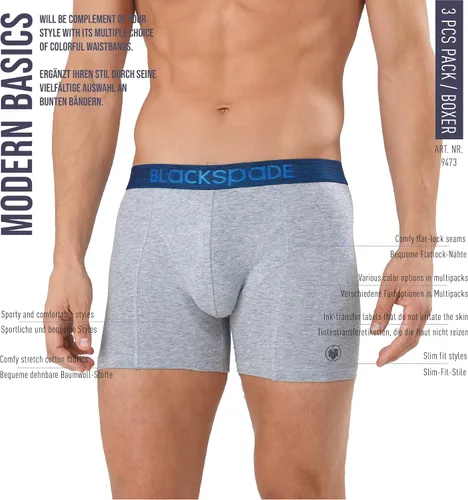 Miniatura 2 de Blackspade Paquete de 3 bóxers prémium para hombre, algodón cómodo