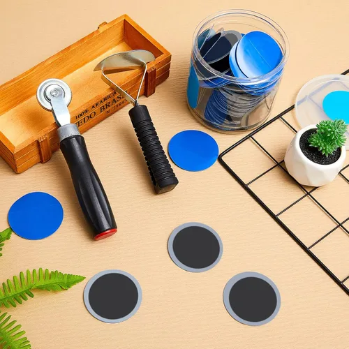 Miniatura 5 de Tallew Juego de 90 piezas para reparación de neumáticos con parche de tubo. Herramienta de reparación de neumáticos de goma natural para coche