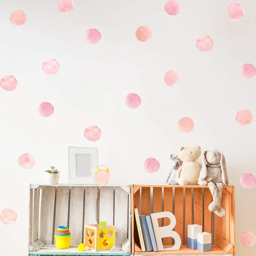 Miniatura 18 de Calcomanías de pared de lunares coloridos, pegatinas de pared de puntos de acuarela para niños, bebés, niñas, adolescentes y habitación de guardería