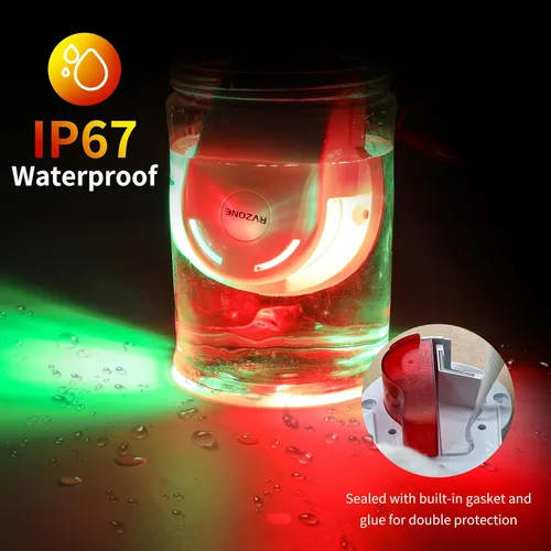 Miniatura 5 de RVZONE Luces de Navegación para Barcos, Iluminación de Navegación para Barcos LED IP67 Impermeables Rojas y Verdes Luces LED Marinas de Proa, Negro