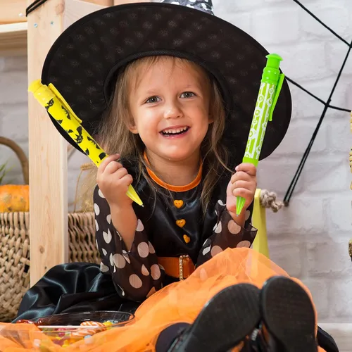 Miniatura 2 de Shemira Recuerdos de fiesta de Halloween para niños, 24 bolígrafos jumbo en 6 diseños temáticos surtidos de Halloween para truco o trato, relleno