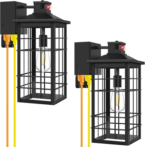 Miniatura 12 de Lámpara exterior con sensor de movimiento para montaje en pared, de bronce aceitado del anochecer al amanecer, impermeable, con base E26, linterna