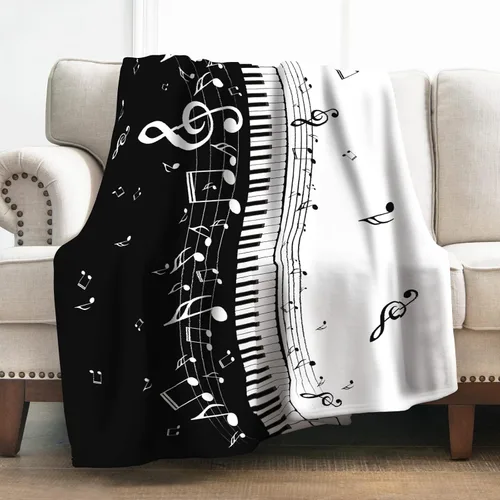 Miniatura 13 de Levens Manta Musical Regalos para Mujeres Niñas Hombres 60"x50", Decoración de Notas Musicales de Piano Abstracto para el Hogar, Dormitorio, Sala
