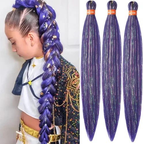 Miniatura 67 de Cabello trenzado preestirado ombré, extensiones de cabello trenzado sedoso, sin picazón, trenzas de cabello trenzado de ganchillo con textura Yaki