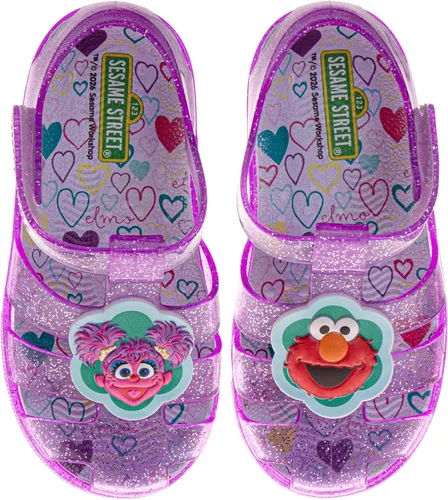 Disney Sandalias de gelatina de personajes favoritos para niñas, sandalias de ballet de verano para playa (rosa/azul) (bebé/niño pequeño)