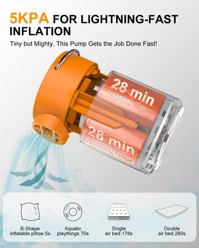 Miniatura 5 de MKARMATER - Bomba de aire portátil ultra pequeña de 1.69 onzas para flotadores de piscina y colchón de aire, inflador y desinflador inalámbrico