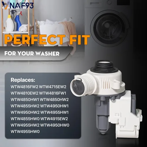 Miniatura 5 de Whirlpool WTW4816FW2 WTW4715EW2 WTW4810EW2 WTW4816FW1 WTW4850HW1 WTW4850HW2 WTW4855HW2 WTW4950HW1 WTW4950HW2 4955 horas. Bomba de drenaje
