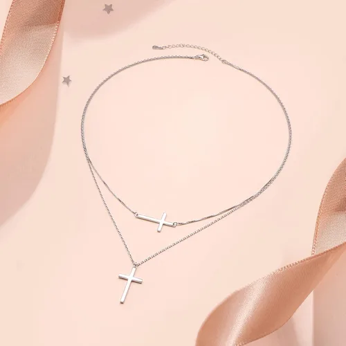 Miniatura 3 de Collar con colgante de cruz de fe de plata esterlina S925, regalo de joyería cristiana para mujer