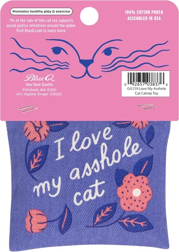 Miniatura 2 de Blue Q I Love My A'hole Cat Catnip Toys - Juguetes duraderos para gatos para morder, hierba gatera orgánica cultivada en Estados Unidos, suministros