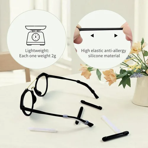 Miniatura 4 de 16 pares de empuñaduras de silicona suave con punta de patilla para lentes, antideslizantes, agarres elásticos y cómodos, lentes de lectura