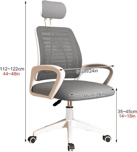 Miniatura 3 de Ergonomic Office Computer Chair with Extended Armrest, Adjustable Desk Chair with Swivel Headrest, Thickened Latex Sponge Cushion, Enlarged Nylon