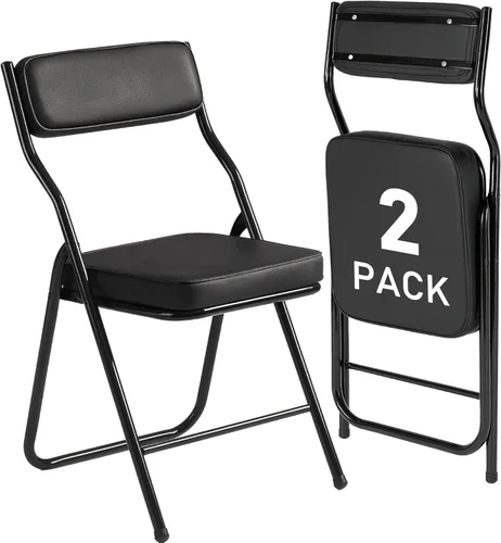 Paquete de 2 sillas plegables acolchadas con cojín, juego de sillas de comedor plegables portátiles para interiores y exteriores, apilables, con
