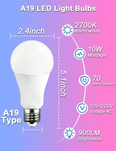 Miniatura 9 de ILC Bombilla LED que cambia de color, 120 colores, blanco cálido de 2700 K, equivalente a 70 vatios, estrobo DIY, RGB con control remoto, LED de 10