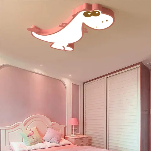 RUNNUP Lámpara de techo LED de dinosaurio creativa, lámpara de techo empotrada para dormitorio de niños, decoración moderna, lámpara colgante de