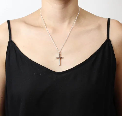 Miniatura 6 de COSUMOSU Collar con dije de cruz de plata de ley 925 para hombres y mujeres