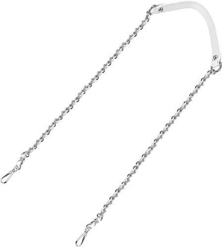 Miniatura 29 de Uxcell Correa de cadena plana de hierro de cuero de 39 pulgadas para bolso de mano, mango de reemplazo de hombro, negro con cadena dorada