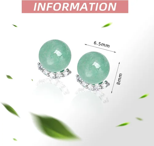 Miniatura 113 de Jade Earrings Studs,Green Jade Earrings for Women,925 Sterling Silver Earrings Studs for Sensitive Ears,Handmade Jade Earrings for Birthday