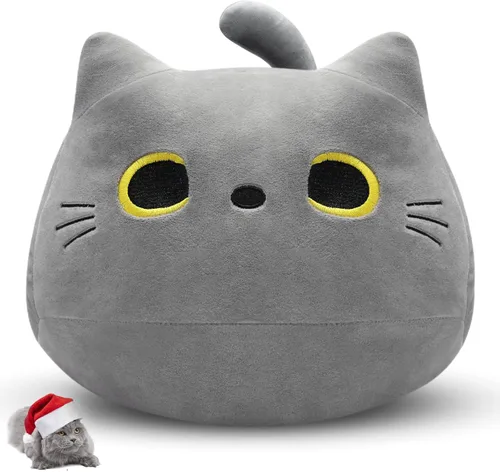 Miniatura 7 de Almohada de felpa de gato negro, animales de peluche Kawaii de gato negro, linda almohada de gato negro, juguetes de peluche para niños, cumpleaños