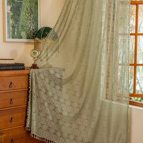 Miniatura 54 de YJ YANJUN - Cortinas de café boho, 24 pulgadas de largo, 2 paneles, cada una de 59" de ancho x 24" de largo, beige, con crochet, cortinas de cocina
