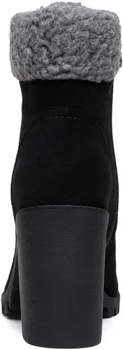 Miniatura 5 de DREAM PAIRS Botas con cordones para mujer, tacón alto grueso, botines