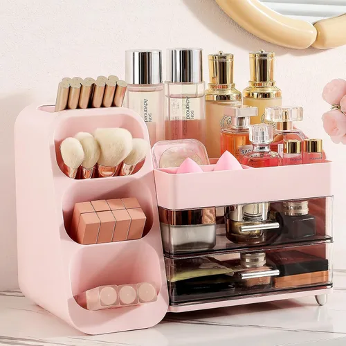 Miniatura 8 de Aveniee Organizador de maquillaje con cajones, gran organizador de encimera de baño para tocador, almacenamiento de cosméticos de escritorio
