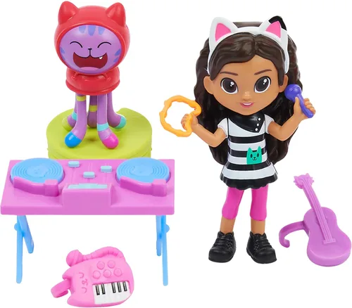 Gabby's Dollhouse, Set de Karaoke de Kitty con 2 Figuras de Juguete, 2 Accesorios, Camión de Entrega y Pieza de Mueble, Juguetes para Niños de 3