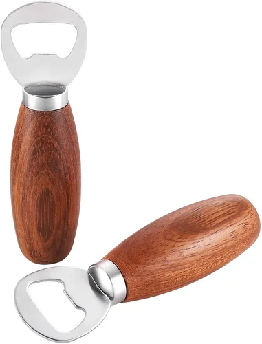 Miniatura 2 de GREATLINK Abrebotellas de cerveza personalizado con mango de madera, bonito abridor de mano de madera para latas de soda, abrebotellas de sidra