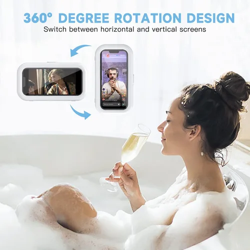 Miniatura 2 de KUNSLUCK Soporte impermeable para teléfono de ducha, rotación de 360°, antivaho de alta sensibilidad, soporte de teléfono para pantalla táctil