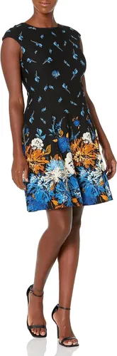 London Times Women's Perfect Versatile Scuba Crepe Fit & Flare Dress Event Guest of Occasion Office Career