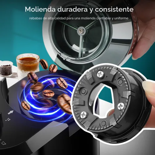 Miniatura 6 de Wancle - Molinillo de café eléctrico de muelas - Ajustable con 28 ajustes precisos para 12 tazas - Molinillo de granos de café profesional