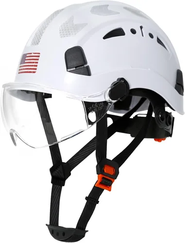 AOLAMEGS Casco de seguridad para construcción – ANSI Z89.1 Tipo Ι Casco de seguridad aprobado por la OSHA con correas para la barbilla, ligeros, Un