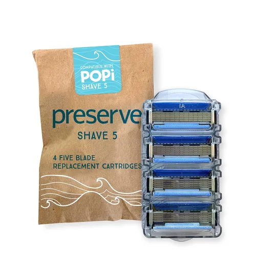 Miniatura 5 de Preserve POPi Shave 5 - Sistema de maquinilla de afeitar fabricado con plástico océano reciclado, gris carbón y Preserve POPi Shave 5 cartuchos