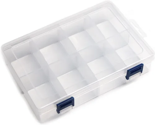 Miniatura 7 de MroMax Pequeña caja organizadora de plástico transparente de 10 rejillas, almacenamiento de manualidades con divisores ajustables, caja organizadora