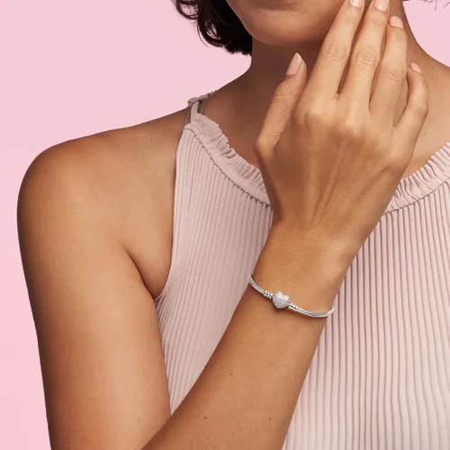 Miniatura 12 de Pandora Moments - Pulsera de cadena de serpiente con cierre de corazón brillante