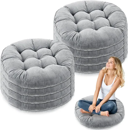 Miniatura 24 de Almohadas de suelo Jerify 22 x 22 Pulgadas Redondas Cuadradas Grandes Almohada de meditación para piso para aula Meditación para adultos Almohada
