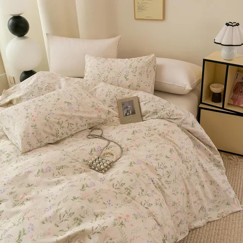 Miniatura 3 de ECOCOTT Juego de funda de edredón floral tamaño Queen, 100% algodón lavado, sensación de lino, 3 piezas, funda de edredón vintage con cierre