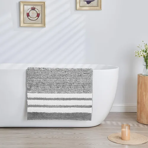 Miniatura 3 de CozeCube Alfombras de baño para baño antideslizantes, alfombra de baño de microfibra absorbente esponjosa lavable, alfombras de baño estéticas, Gris