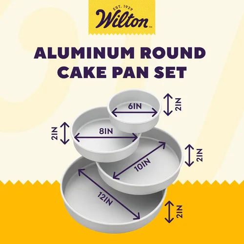 Miniatura 2 de Wilton Juego de moldes redondos de aluminio, 4 piezas para pasteles en capas, duradero, calentamiento uniforme, resistente al óxido, utensilios