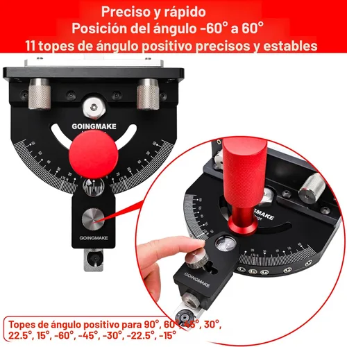 Miniatura 5 de GOINGMAKE Calibre de inglete para sierra de mesa con parada de volteo microajustable y valla extensible y parada de ángulo rápido para sierra