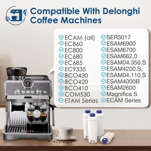 Miniatura 3 de Reemplazo de filtro de agua DLSC002 compatible con filtro de máquina de café Delonghi, suavizador de carbón activado para De'longhi Magnifica evo