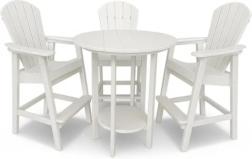 Miniatura 11 de Phat Tommy Juego de mesa y sillas de bar al aire libre - Muebles de polietileno - Material reciclado, juego de patio superior alto - Weatherwood