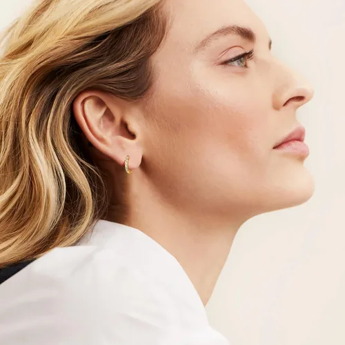 Miniatura 3 de NEARLAND Aretes de aro de oro de 14 quilates para mujer, aretes de aro de oro de 14 quilates, aretes de aro pequeños de oro hipoalergénicos